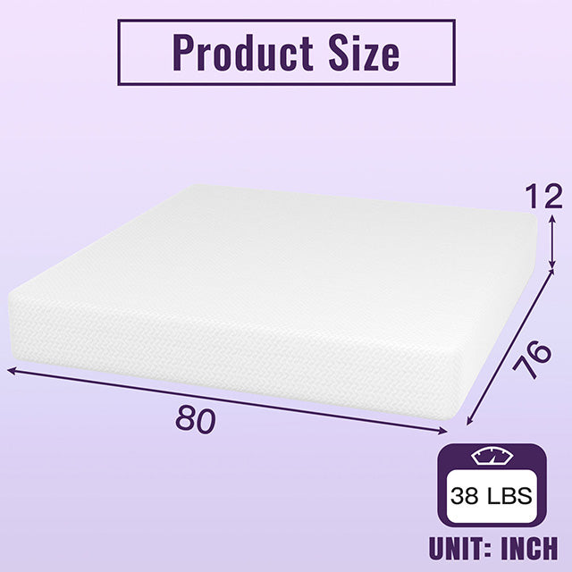 Nasturtium 12" E.King Bamboo Charcoal Infused Memory Foam