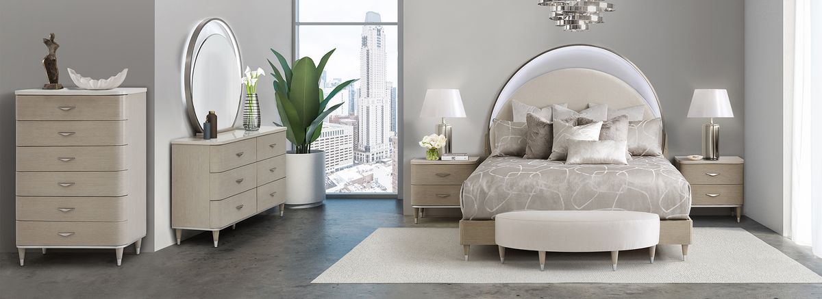 AICO Eclipse King Upholstered Bed in Moonlight