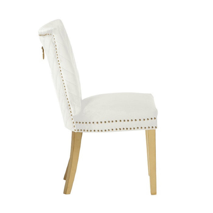 Galaxy Home Eva Gold Legs Dining Chair (Set of 2) in Beige