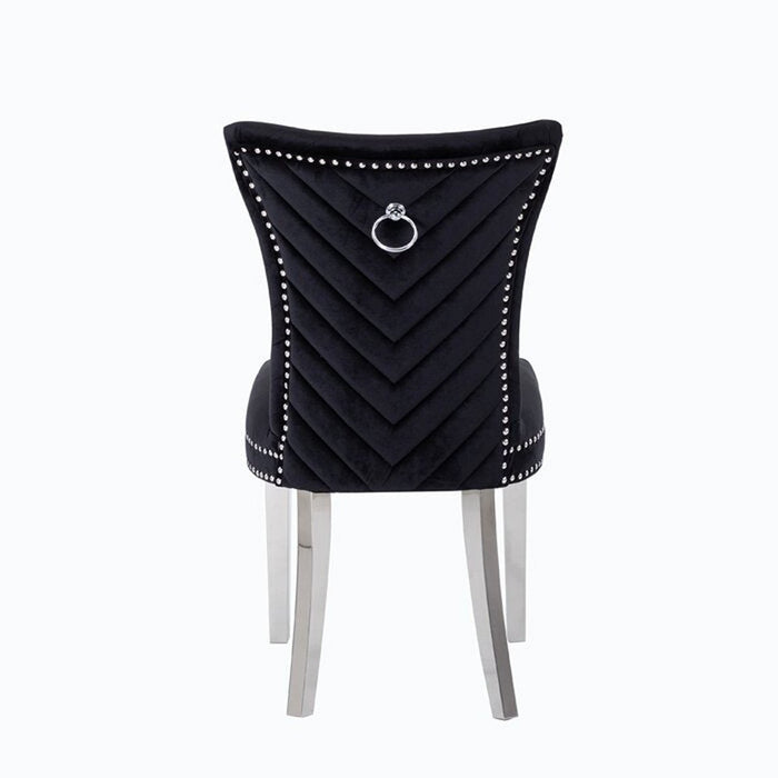 Galaxy Home Eva Stainless Steel Dining Chair (Set of 2) in Black