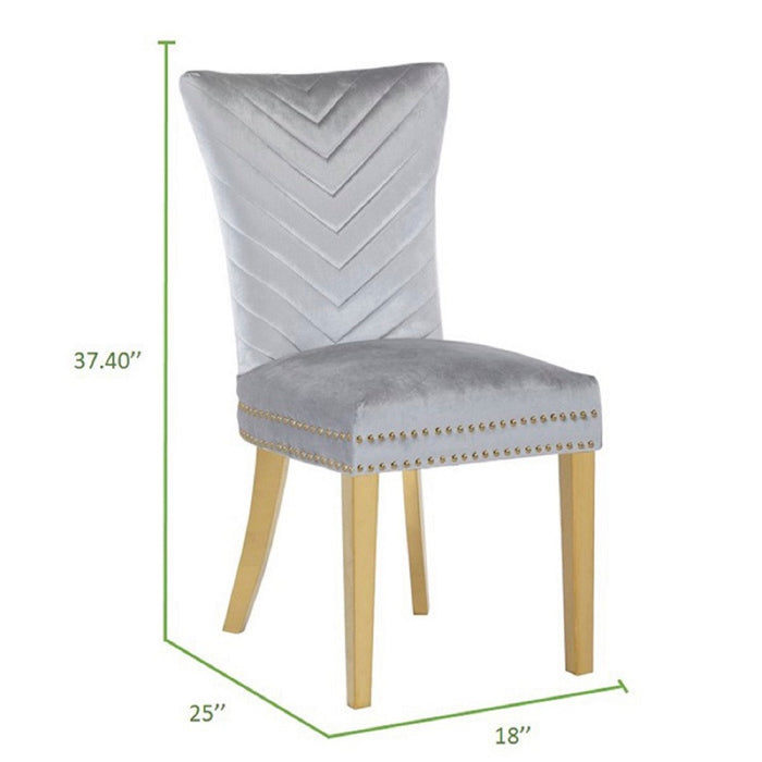 Galaxy Home Eva Gold Legs Dining Chair (Set of 2) in Silver