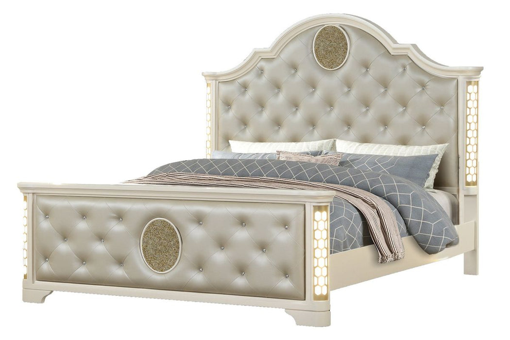 Galaxy Home Jasmine King Bed in with LED in Beige