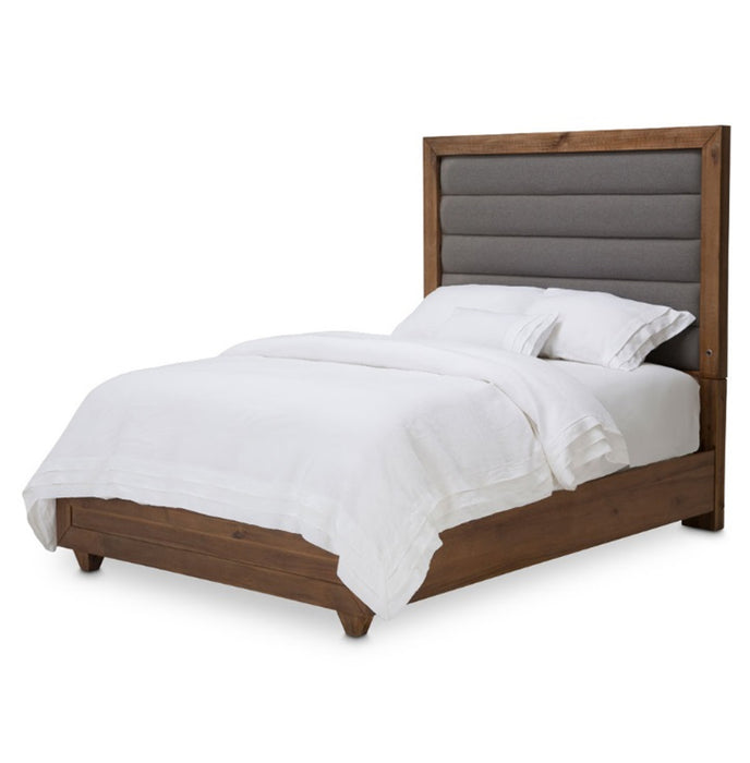 AICO Brooklyn Walk King Channel Tufted Panel Bed in Burnt Umber image