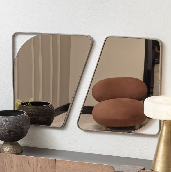 AICO Furniture Bristol Point Wall Mirror in Saddle Brown