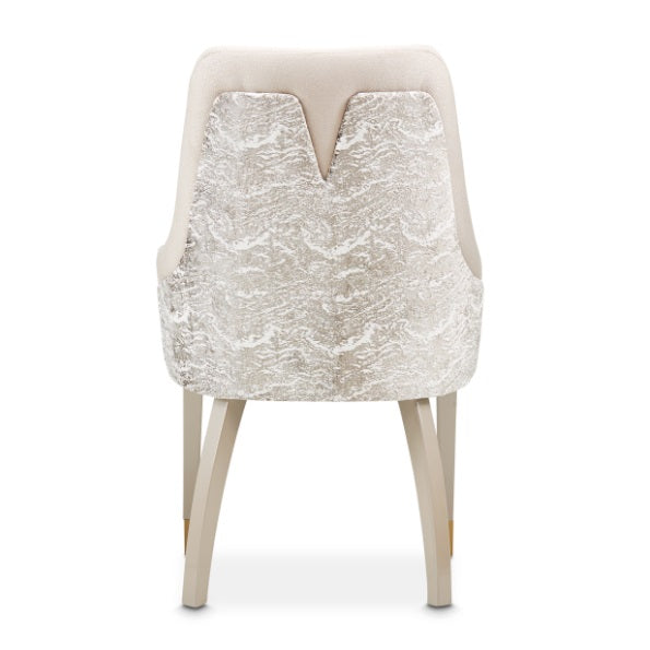 AICO Furniture Carmela Dining Arm Chair (Set of 2) in Shimmer Ivory