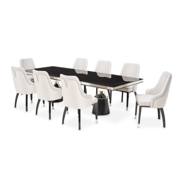 AICO Furniture Carmela Dining Arm Chair (Set of 2) in Glossy Charcoal Sand