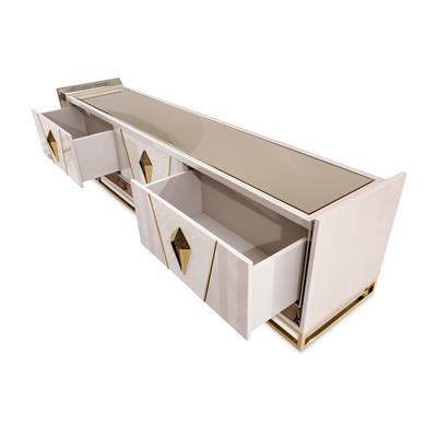 AICO Carmela Media Cabinet in Shimmer Ivory