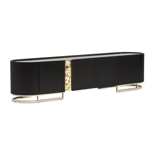 AICO Furniture Lisbon Media Cabinet in Silken Matte Black