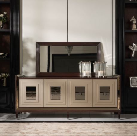 AICO Lousanne Console in Glossy Mocha Sand