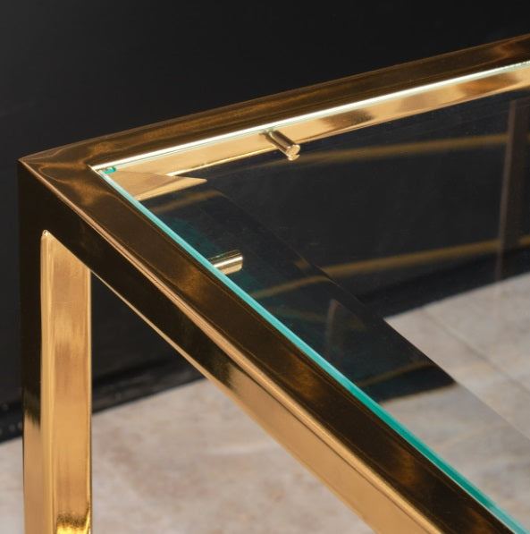AICO Furniture Savannah Breeze End Table in Bright Gold