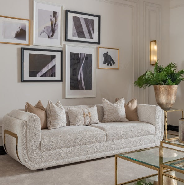 AICO Furniture Savannah Breeze Mansion Sofa Cashmere in Bright Gold