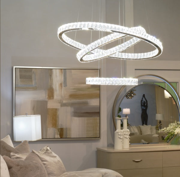 AICO Furniture Lighting Large Asteroids LED Chandelier