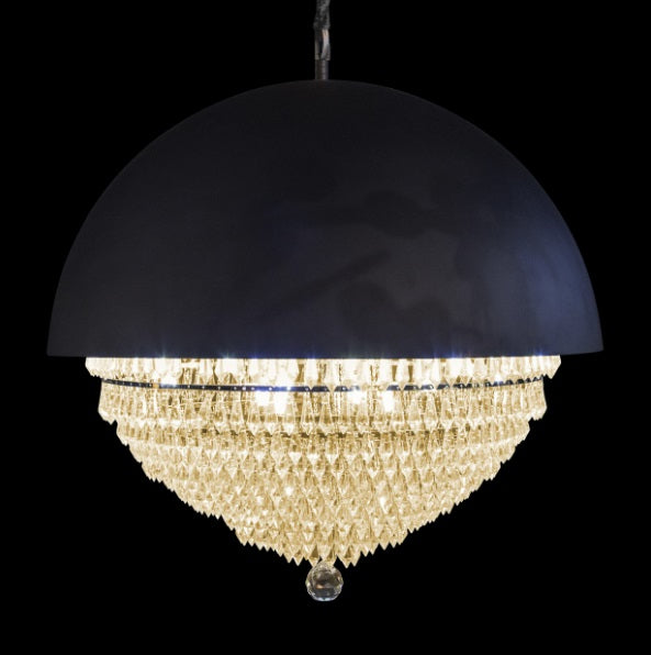 AICO Furniture Lighting Eclipse LED Light Chandelier with Black Dome in Clear