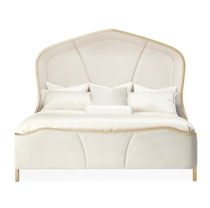 AICO Malibu Crest Queen Curved Panel Bed in Chardonnay