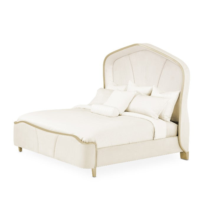 AICO Malibu Crest Queen Curved Panel Bed in Chardonnay