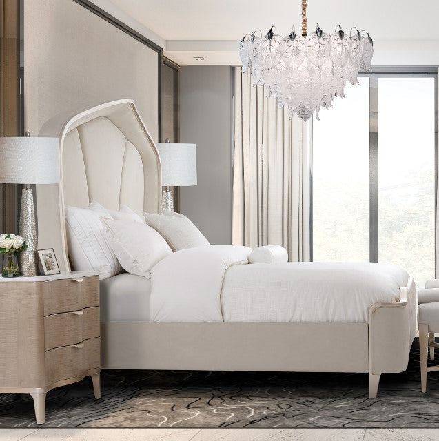 AICO Malibu Crest Queen Curved Panel Bed in Chardonnay