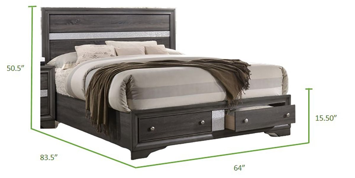 Galaxy Home Matrix Queen Bed in Gray