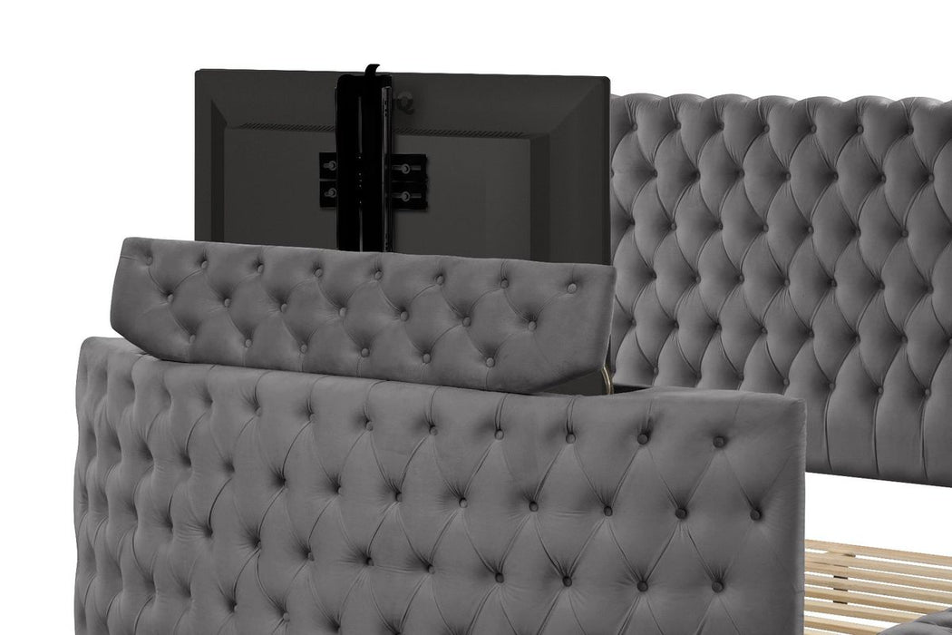 Galaxy Home Maya Queen Bed in Gray