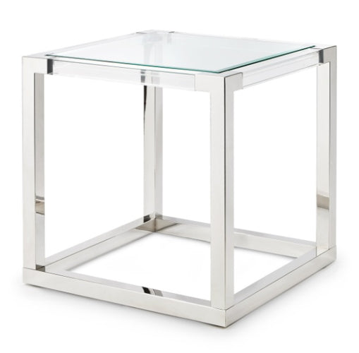 AICO Furniture State St. Square End Table in Stainless Steel N9016302S-13 image