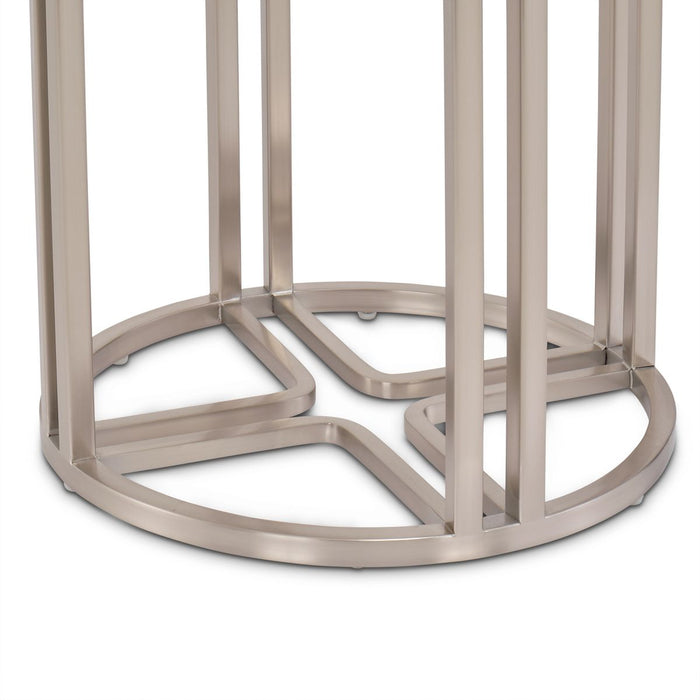 AICO Lanterna Chairside Table in Silver Mist