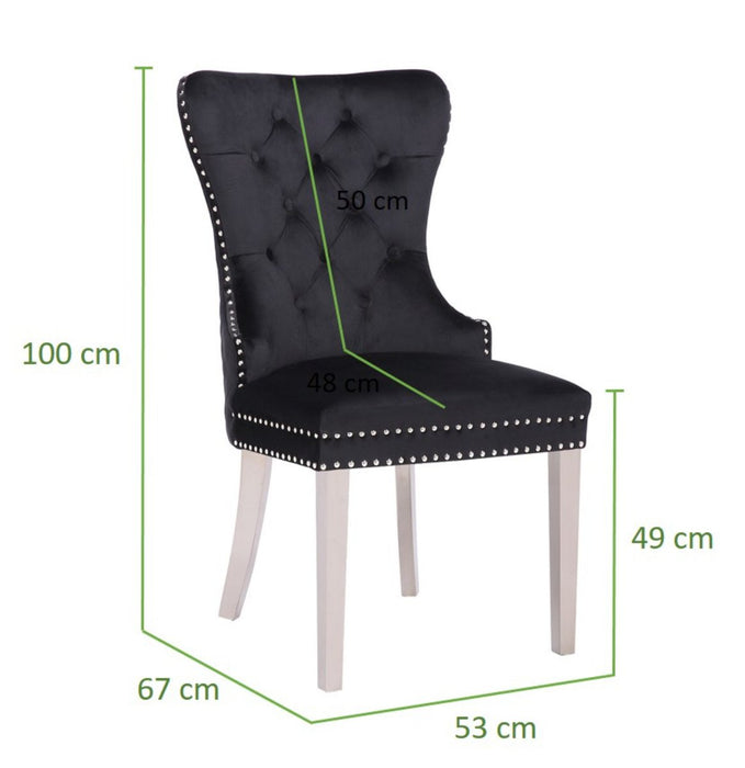 Galaxy Home Simba Stainless Steel Legs Dining Chair (Set of 2) in Black