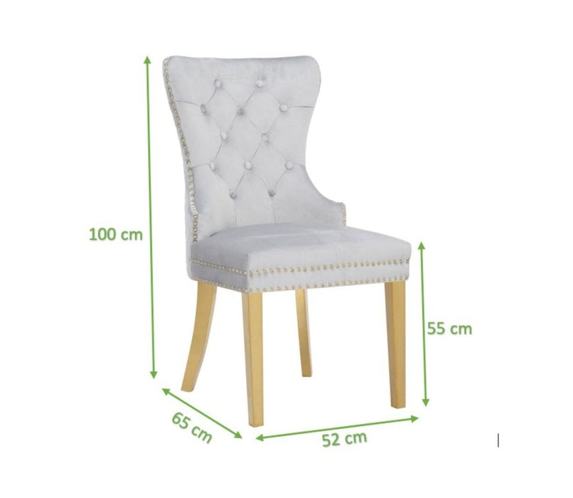 Galaxy Home Simba Gold Legs Dining Chair (Set of 2) in Silver