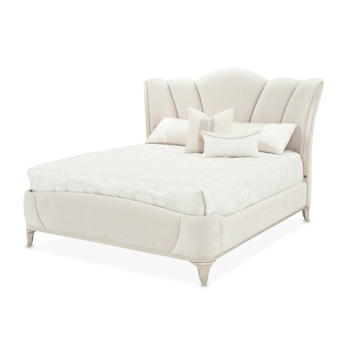 AICO Furniture La Marisia Queen Upholstered Platform Bed in Creamy Pearl
