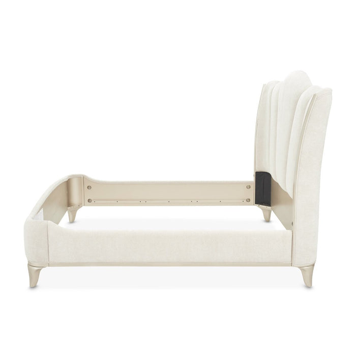 AICO Furniture La Marisia Queen Upholstered Platform Bed in Creamy Pearl