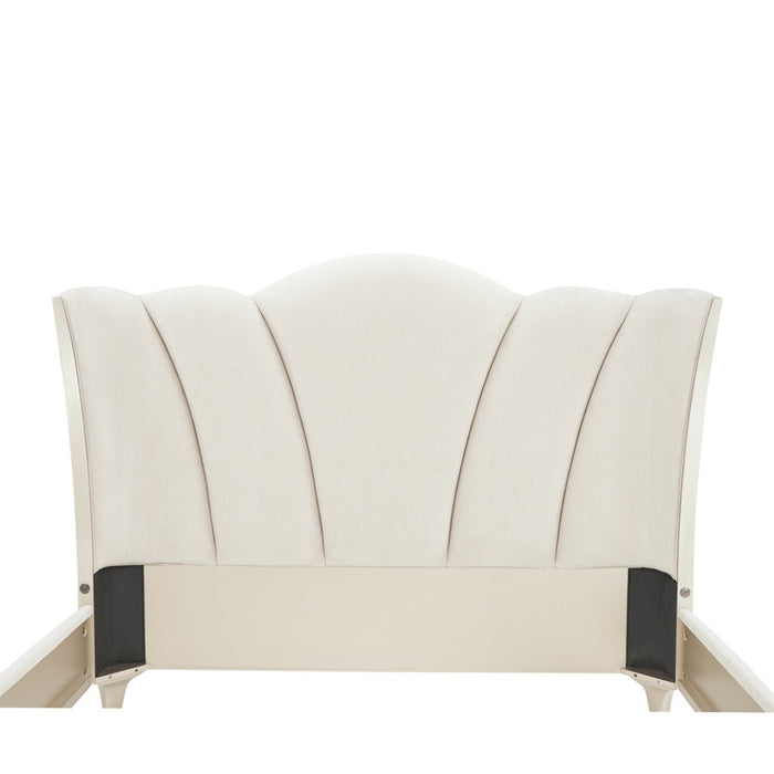AICO Furniture La Marisia King Upholstered Platform Bed in Creamy Pearl
