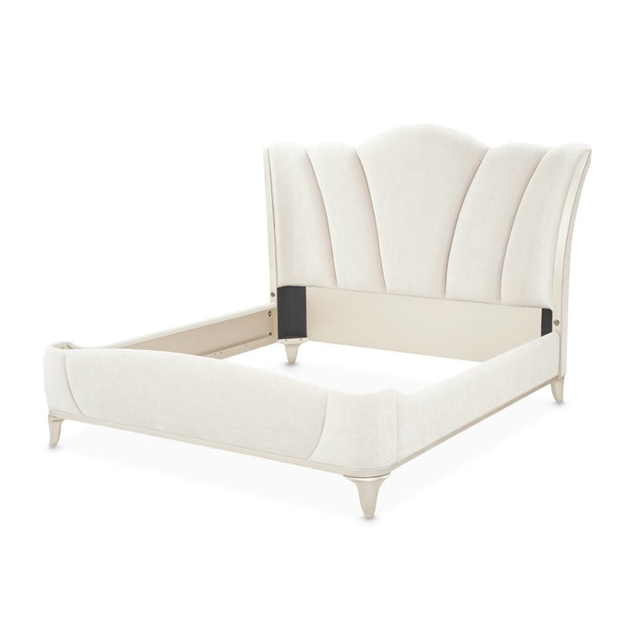 AICO Furniture La Marisia Queen Upholstered Platform Bed in Creamy Pearl