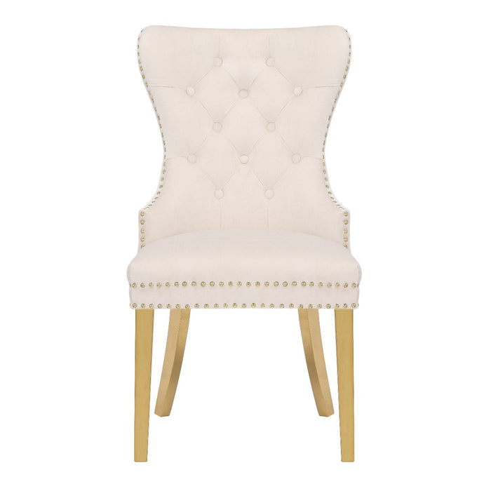 Galaxy Home Simba Gold Legs Dining Chair (Set of 2) in Beige