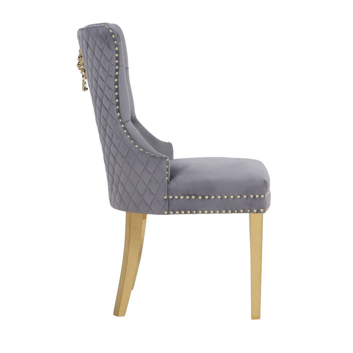 Galaxy Home Simba Gold Legs Dining Chair (Set of 2) in Grey